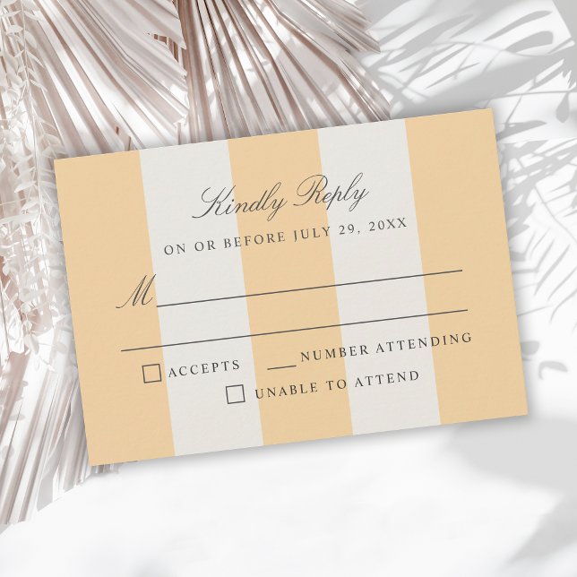 Simple Yellow White Cabana Stripes Wedding RSVP (Von Creator hochgeladen)