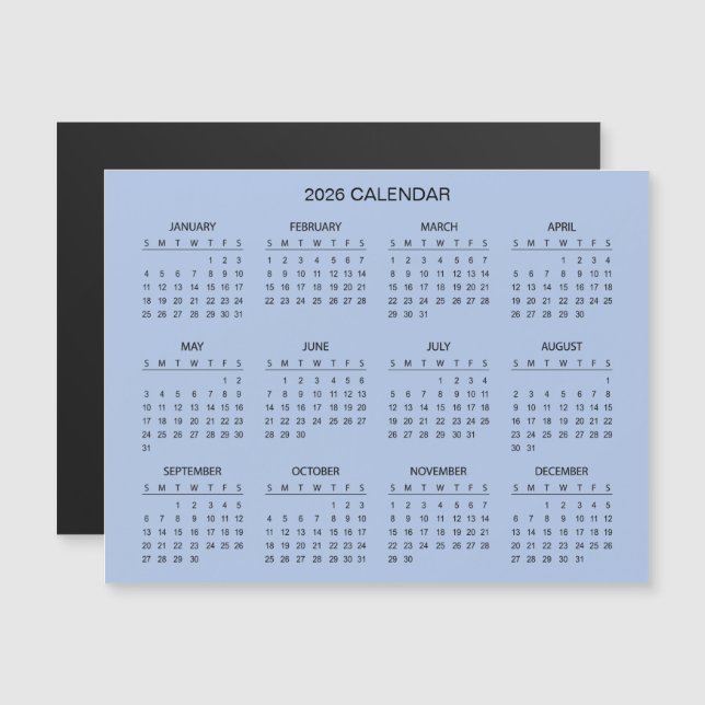 Simple Yet Elegant 2026 Calendar | Magnet (Vorne/Hinten)
