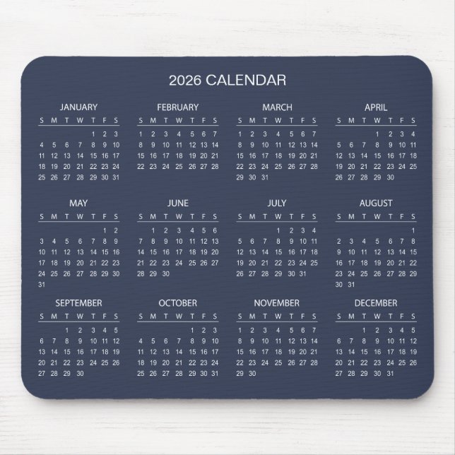 Simple Yet Elegant 2026 Calendar | Mousepad (Vorne)