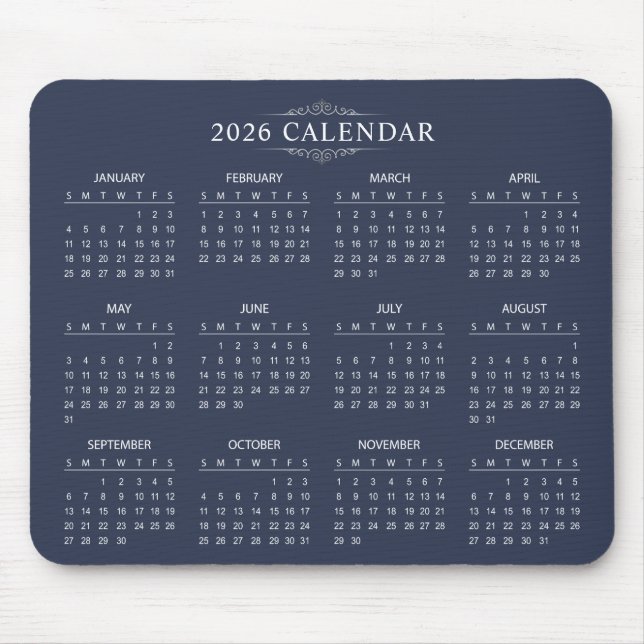Simple Yet Elegant 2026 Calendar | Mousepad (Vorne)