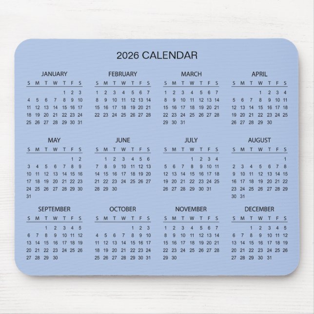 Simple Yet Elegant 2026 Calendar | Mousepad (Vorne)