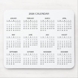 Simple Yet Elegant 2026 Calendar | Mousepad