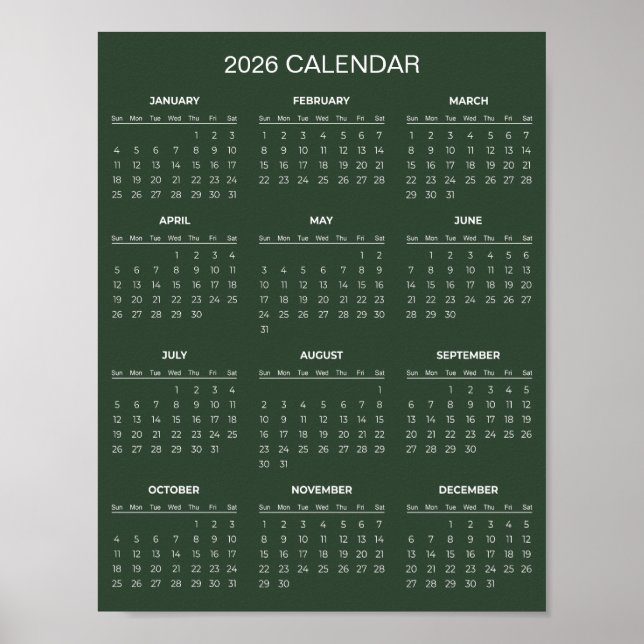 Simple Yet Elegant 2026 Calendar |  Poster (Vorne)