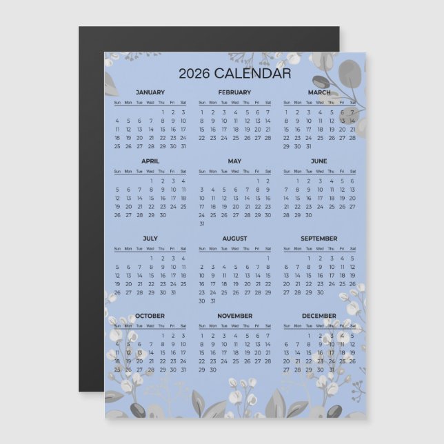 Simple Yet Elegant Floral 2026 Calendar  | Magnet (Vorne/Hinten)