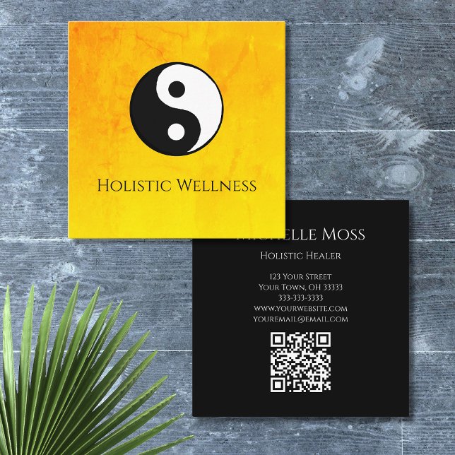Simple Yin Yang Gold Holistic Healer QR-Code Quadratische Visitenkarte (Von Creator hochgeladen)