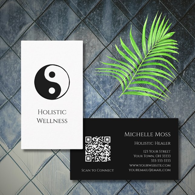 Simple Yin Yang Symbol Holistic Wellness QR Code Visitenkarte (Von Creator hochgeladen)