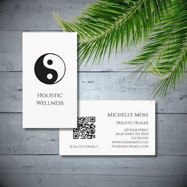 Simple Yin Yang Symbol QR Code Holistic Wellness Visitenkarte (Von Creator hochgeladen)