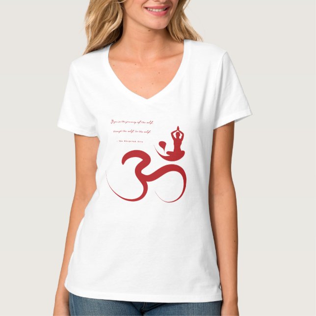 Simple Zen Yoga Om Calligraphy Silhouette T - Shir T-Shirt (Vorderseite)