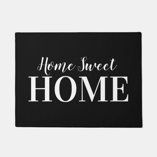 Simple Zuhause Sweet Zuhause Typografie Black Fußmatte (Vorderseite)
