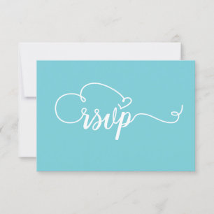 SimpleTeal and white Calligraphy UAWG Wedding RSVP Karte