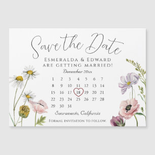 SimpleWild Blume Wedding Calendar Save the Date Magnetkarte