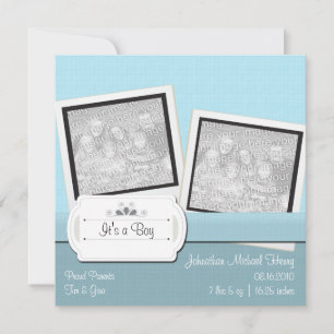Simpley Blue Baby Foto Announcement Cards Ankündigung