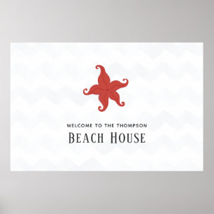 Simplified Starfish Beach House Poster
