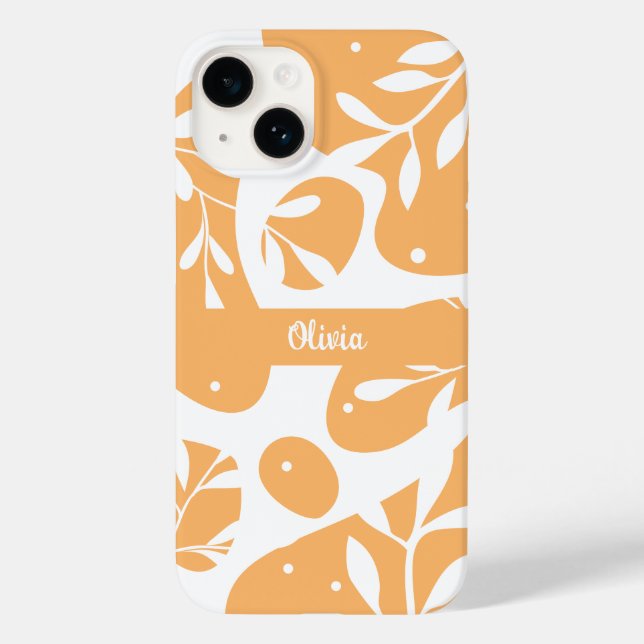 Simplisch Abstrakt Orange Personalisiert Floral Case-Mate iPhone Hülle (Rückseite)