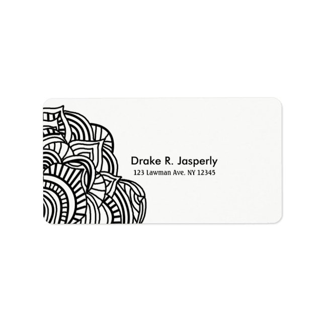 Simplische Minimalistische Schwarz-Weiß-Medallion Adressaufkleber (Vorne)