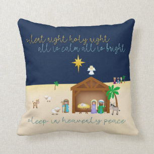 Simplistic Bethlehem Nativity Szene Stille Nacht Kissen