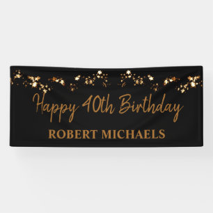 Simplistic Black & Gold Happy Birthday Banner