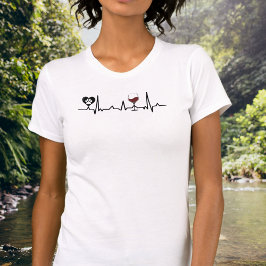 Simplistic Black Paws and Wine Heartbeat T-Shirt