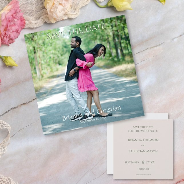 Simplistic Coral Peach Cream Foto Save The Date (Von Creator hochgeladen)