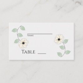 Simplistic Creamy White Anemone Floral Platzkarte