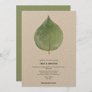 Simplistic Green Eucalyptus Leaf Wedding Einladung