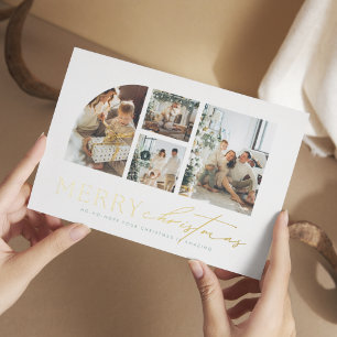 Simplistic Modern Foto Collage Weihnachten Folien Feiertagskarte