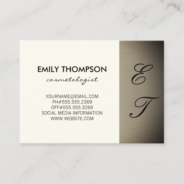 Simplistic Monogram (off gelb) Ernennung Terminkarte (Vorderseite)