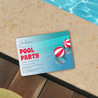 Simplistic Pool Party Geburtstag Einladung