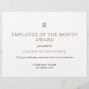 Simplistic Typograical Employee of Month Award