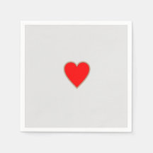 Simplistic White Napkin mit Red Heart Center