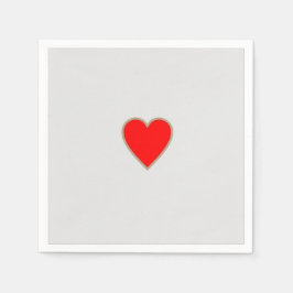 Simplistic White Napkin mit Red Heart Center Serviette