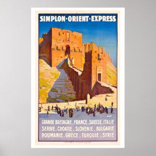 Simplon Orient Express Reise mit dem Zug Vintage Poster