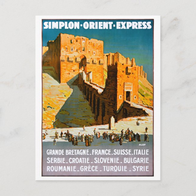 Simplon Orient Express Syrien Vintage Poster Postkarte (Vorderseite)