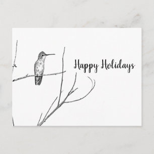 simply a Hummingbird on a stick, Happy Holidays Feiertagspostkarte