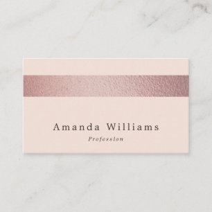 Simply Chic Rose Gold Foil Stripe On Blush Pink Visitenkarte