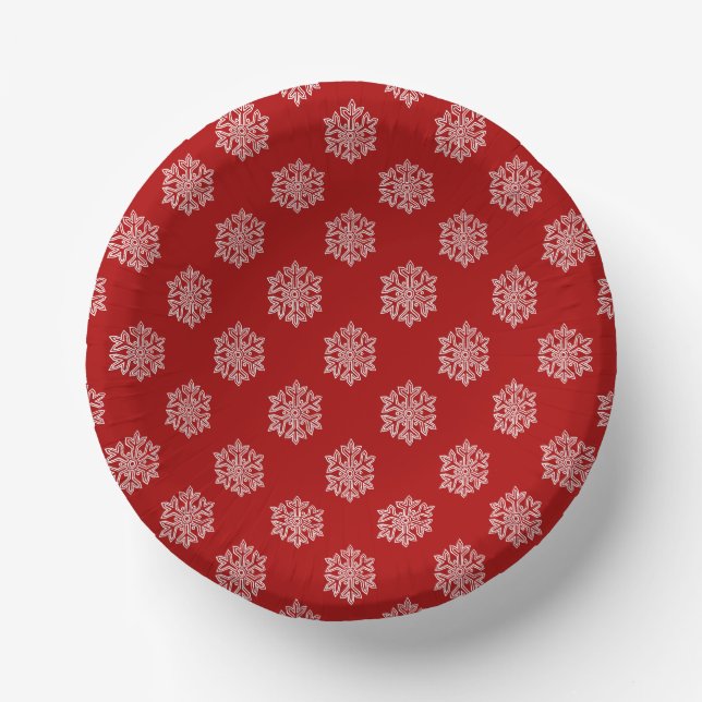 Simply Christmas Collection Red & White Snowflake Pappteller (Vorderseite)