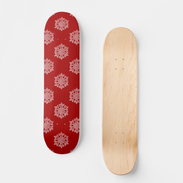Simply Christmas Collection Red & White Snowflake Skateboard (Vorderseite)