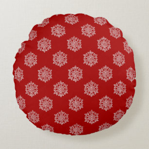 Simply Christmas Collection Rot & Weiß Schneeglöck Rundes Kissen