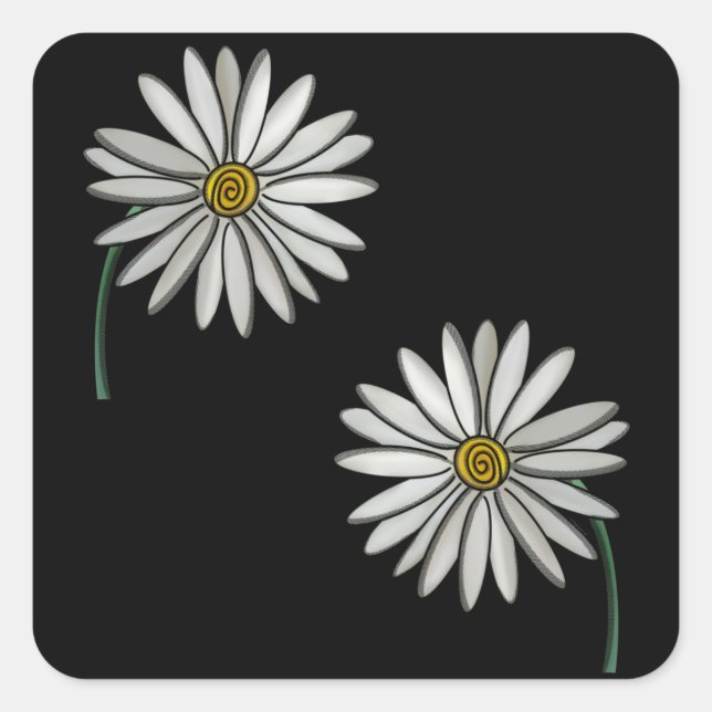Simply Daisies Quadratischer Aufkleber (Vorderseite)