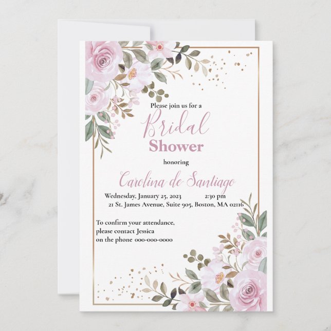 Simply Elegant Bridal Shower Invitation Einladung (Vorderseite)
