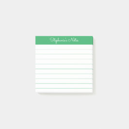 Simply Elegant Green Personalized Lined Post-it Klebezettel