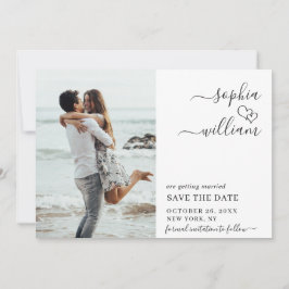 Simply Elegant Photo Wedding Heart Simple Modern Save The Date
