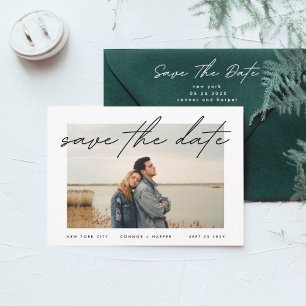 Simply Elegant Text Border White Photo Black Save The Date