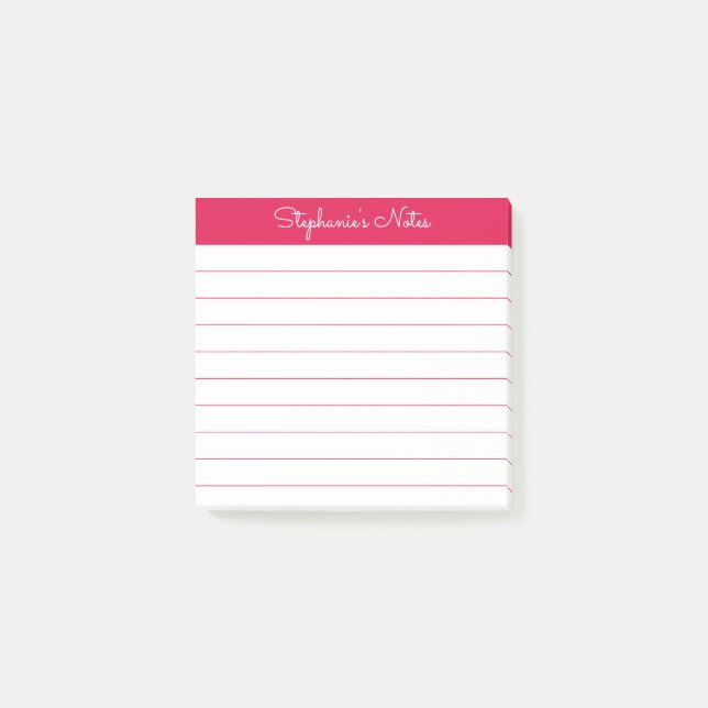 Simply Modern Cherry Red Personalized Lined Post-it Klebezettel (Vorderseite)