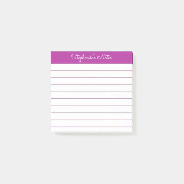 Simply Modern Dark Pink Personalized Lined Post-it Klebezettel (Vorderseite)