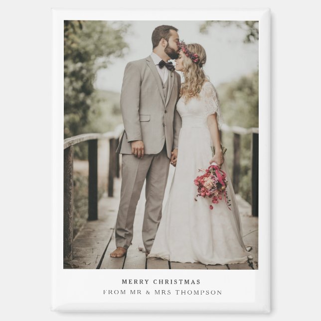 Simply Modern Merry Christmas | Wedding Photo Card Magnet (Vorderseite)
