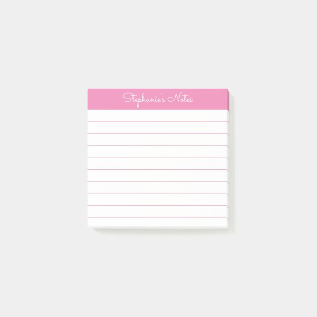 Simply Modern Pink Personalized Lined Post-it Klebezettel (Vorderseite)