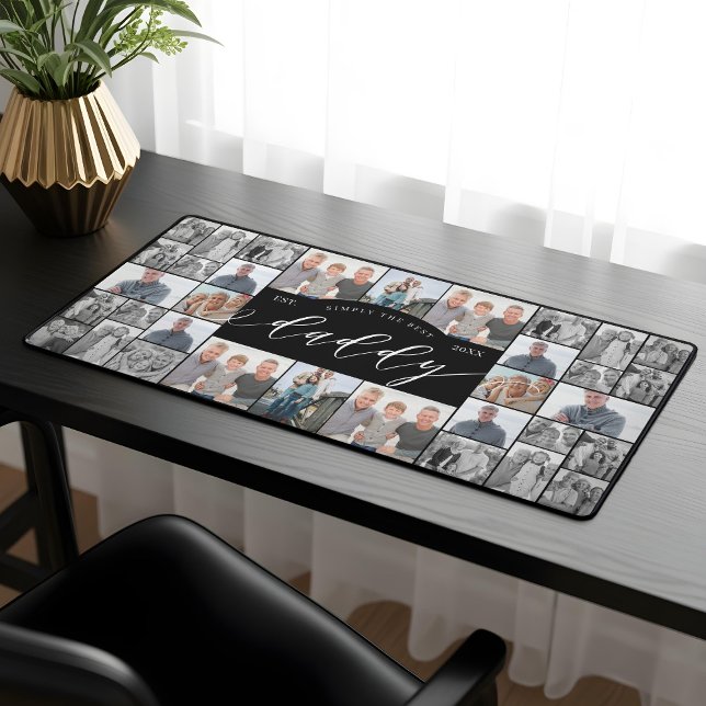 Simply The Best Daddy Personalize Photo Collage  Schreibtischunterlage (Simply The Best Daddy Personalize Photo Collage Desk Mat)