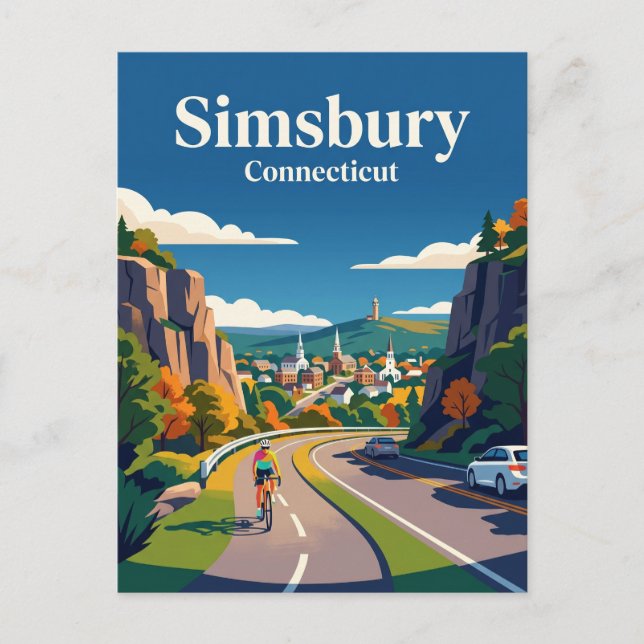 Simsbury Connecticut Postkarte (Vorderseite)