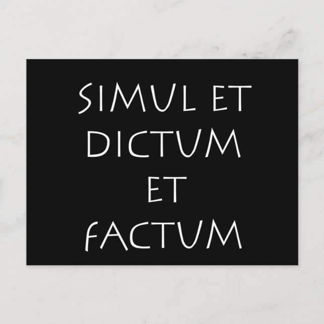Simul et diktum et factum postkarte (Vorderseite)